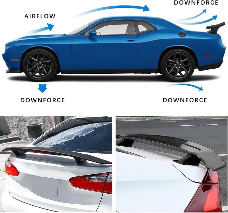 JMTBNO 46Inch Universal Rear Spoiler, Black Sport Style Racing Spoiler Truck Wing Lightweight,Rear Trunk Spoiler Wing Lid Tail Deck Spoiler Fit for Sedan Coupe Hatchback - Image 2